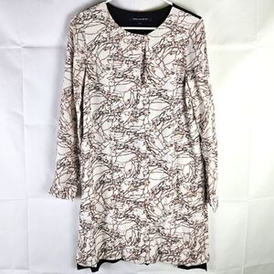 French Connection Silk Shirt Dress Size 2 Office Bohemian Minimalist Boho Party